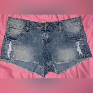 Sparkly acid wash short shorts